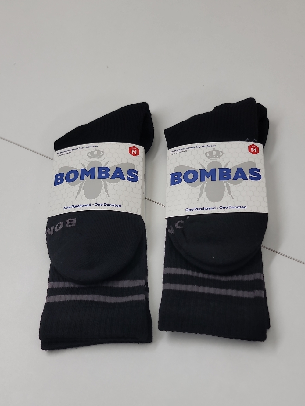 Bombas Set Of 2 Pairs Black Crew Socks Size Medium